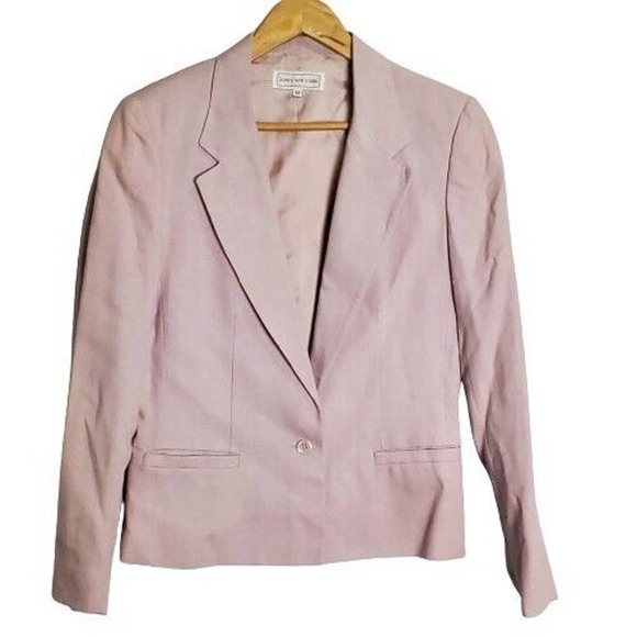 Vintage 90's Jones New York Light Pink Linen Single Button Blazer Size 12 - Picture 1 of 10